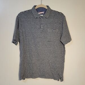 Johnny-O Hanging Out (Men's M) Gray Striped Polo Shirt